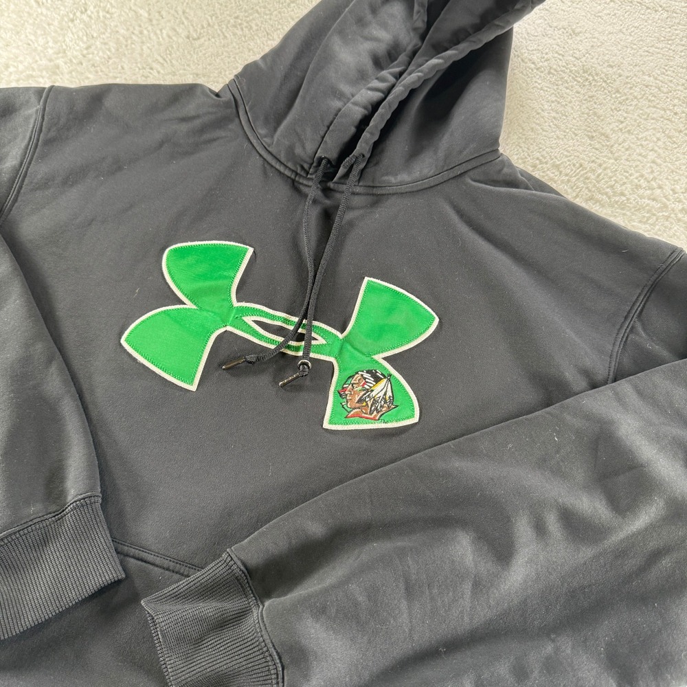 Vintage Y2K Under Armour UND Fighting Sioux Athletic Black Hoodie Sweatshirt Lg‎